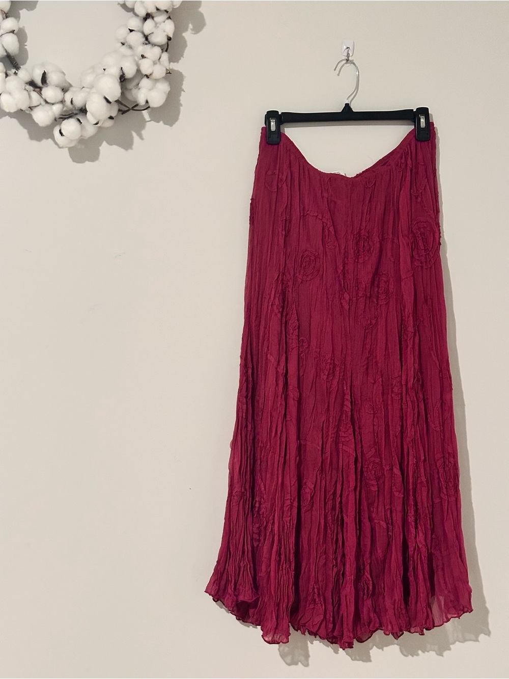 RAFAEL Crinkled Maxi Skirt - Berry Red